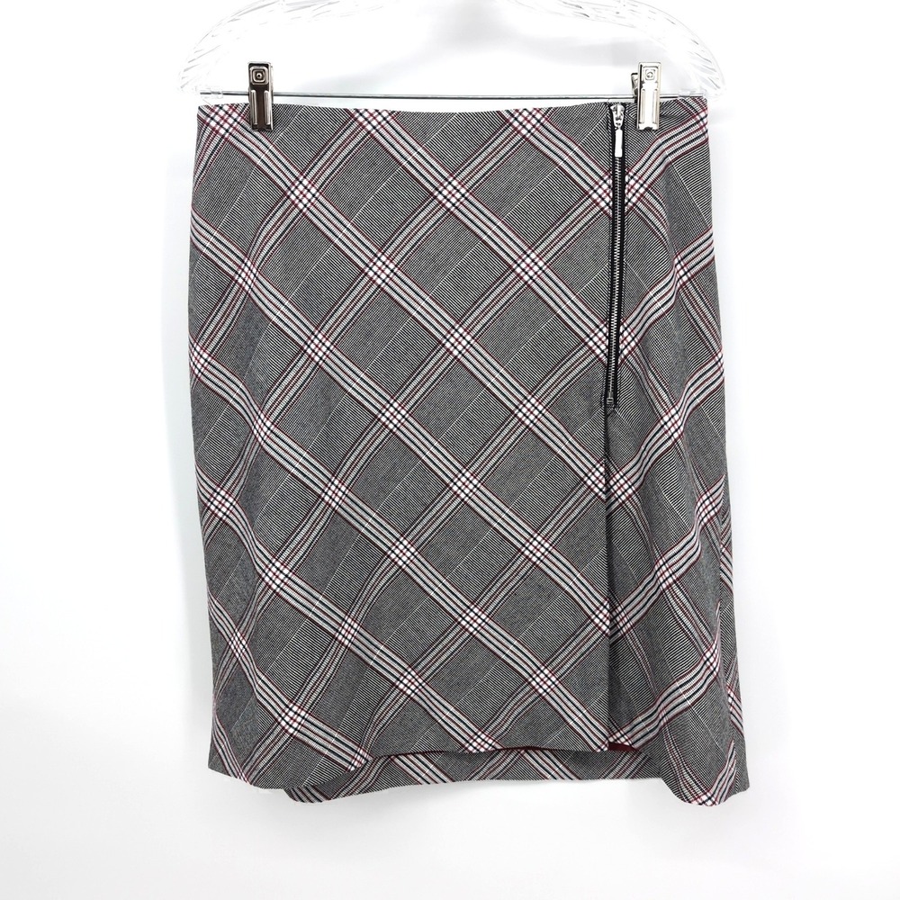 Bar III Skirt Gray Plaid Front Zip Mini Women's Size 8